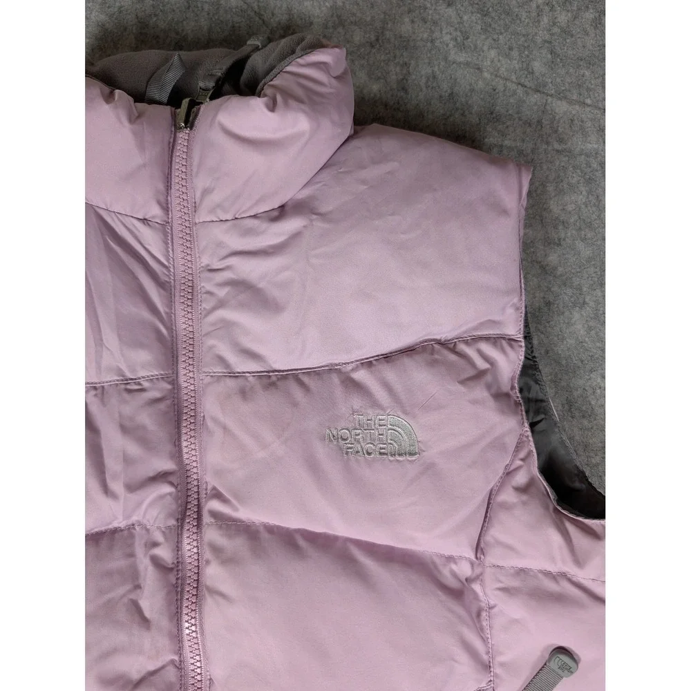 The North Face 550 Pink Puffer Vest Girls‎ M Lightweight Insulated Full Zip